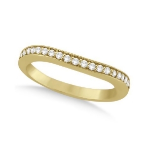 Curved Diamond Wedding Band 18k Yellow Gold 0.22ct - All