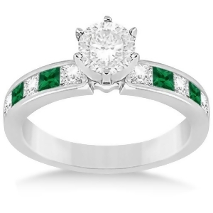 Channel Emerald and Diamond Engagement Ring Platinum 0.50ct - All