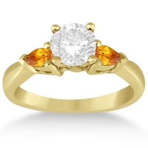 Pear Cut Three Stone Citrine Engagement Ring 14k Yellow Gold 0.50ct - All