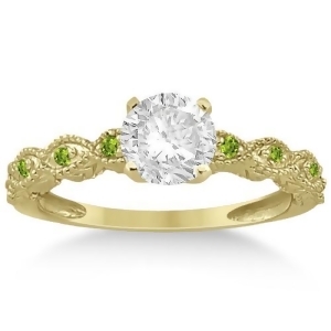 Vintage Marquise Peridot Engagement Ring 18k Yellow Gold 0.18ct - All