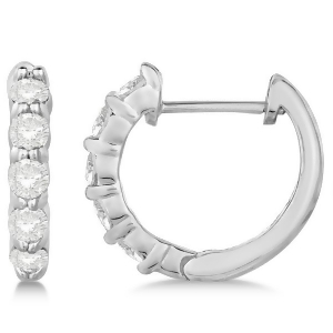 Hinged Hoop Diamond Huggie Style Earrings in 14k White Gold 0.50ct - All