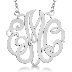Personalized Monogram Pendant Necklace in 14k White Gold - All