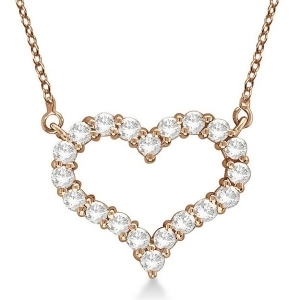 Open Heart Diamond Pendant Necklace 14k Rose Gold 2.00ct - All