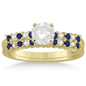Petite Diamond and Sapphire Bridal Set 14k Yellow Gold 0.35ct - All