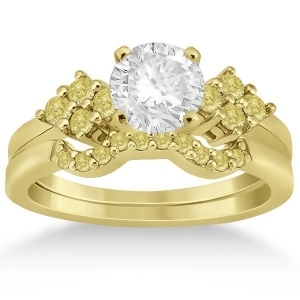 Yellow Diamond Engagement Ring and Wedding Band 18k Yellow Gold 0.34ct - All