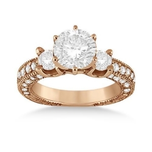 Vintage Three-Stone Diamond Engagement Ring 14k Rose Gold 1.00ct - All