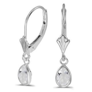White Topaz Dangling Drop Lever-Back Earrings 14K White Gold 1.00ct - All