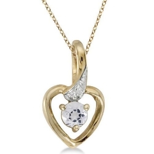 White Topaz and Diamond Accented Heart Pendant Necklace 14k Yellow Gold - All