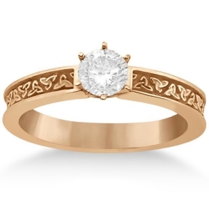 Carved Celtic Solitaire Engagement Ring 18K Rose Gold - All
