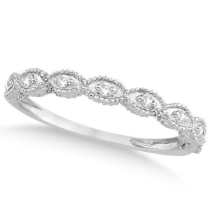 Antique Marquise Shape Pave Diamond Wedding Ring Platinum 0.10ct - All