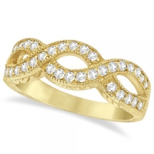 Twisted Diamond Infinity Ring 14k Yellow Gold with Milgrain 0.50ct - All