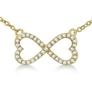 Pave Infinity Heart Diamond Pendant Necklace 14k Yellow Gold 0.39ct - All