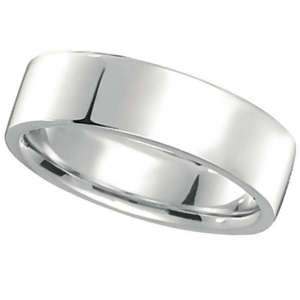 14K White Gold Wedding Band Plain Ring Flat Comfort-Fit 7 mm - All