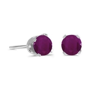 Round Ruby Studs Earrings in 14k White Gold 0.60ct - All