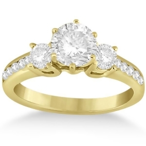 Three-stone Diamond Engagement Ring with Sidestones in 14k Yellow Gold 0.45 ctw - All