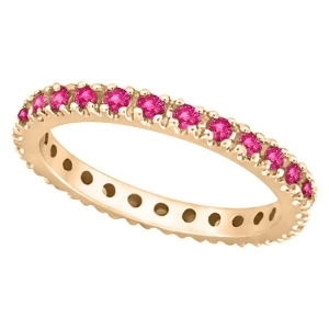 Pink Sapphire Eternity Ring Stackable Band 14k Rose Gold 0.73ct - All