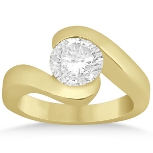 Twisted Bypass Solitaire Tension Set Engagement Ring 18k Yellow Gold - All