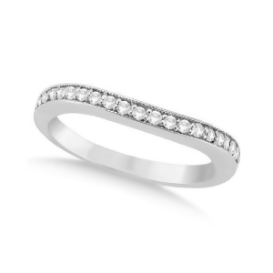 Curved Diamond Wedding Band 18k White Gold 0.22ct - All