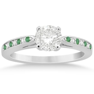 Cathedral Green Emerald Diamond Engagement Ring 14k White Gold 0.22ct - All