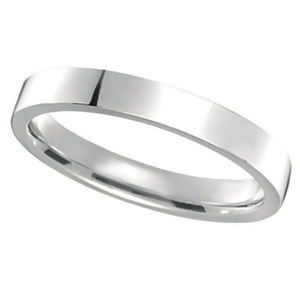 18K White Gold Wedding Band Flat Comfort Fit 3mm - All