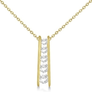 Channel Set Graduated Diamond Journey Necklace 14K Yellow Gold 1.05ct - All