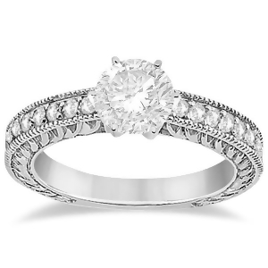 Vintage Style Diamond Filigree Engagement Ring 14k White Gold 0.16ct - All