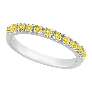 Yellow Canary Diamond Stackable Ring Band 14k White Gold 0.25 ct - All