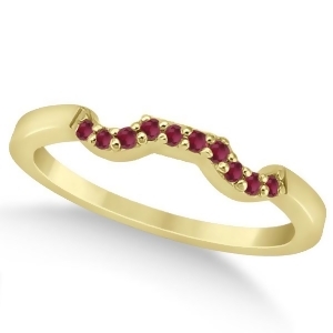 Pave Set Ruby Contour Style Wedding Band 18k Yellow Gold 0.15ct - All