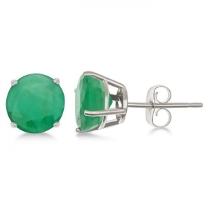 Emerald Stud Earrings Sterling Silver Prong Set 2.50ct - All