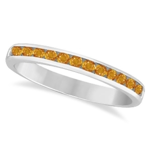 Citrine Channel-Set Semi-Eternity Ring Band 14k White Gold 0.40ct - All