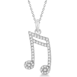 Sixteenth Music Note Pendant Diamond Necklace 14k White Gold 0.20ct - All