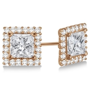Square Diamond Earring Jackets Pave-Set 14k Rose Gold 0.77ct - All
