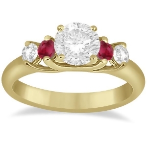 Five Stone Diamond and Ruby Engagement Ring 18k Yellow Gold 0.50ct - All