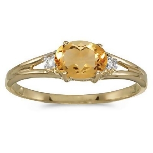 Oval Citrine and Diamond Right-Hand Ring 14K Yellow Gold 0.45ct - All