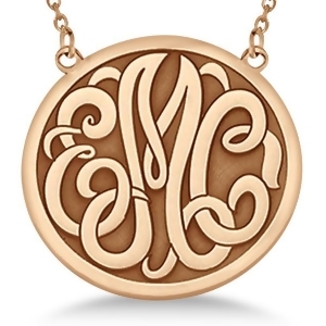 Engraved Initial Circle Monogram Pendant Necklace in 14k Rose Gold - All