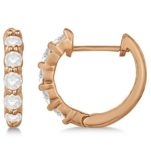 Hinged Hoop Diamond Huggie Style Earrings in 14k Rose Gold 0.50ct - All