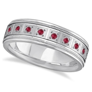 Ruby Ring for Men Wedding Band 14k White Gold 0.80ctw - All