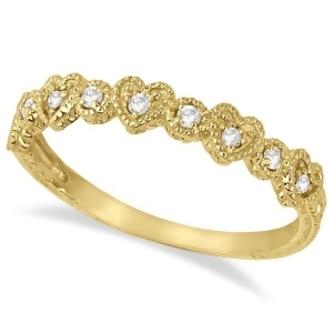 Pave Set Heart Design Diamond Ring Band 14k Yellow Gold 0.15ct - All