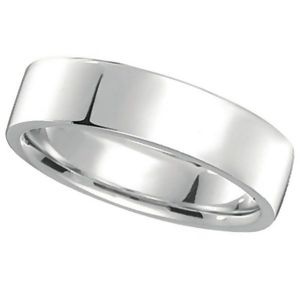 18K White Gold Wedding Band Flat Comfort-Fit 5 mm - All