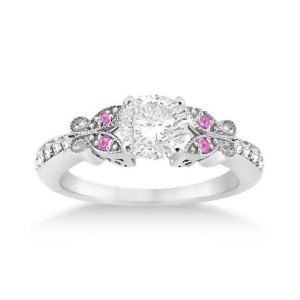 Butterfly Diamond and Pink Sapphire Engagement Ring Platinum 0.20ct - All
