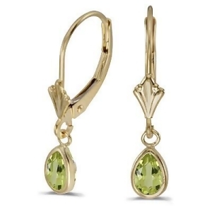 Peridot Dangling Drop Lever-Back Earrings 14K Yellow Gold 0.90ct - All