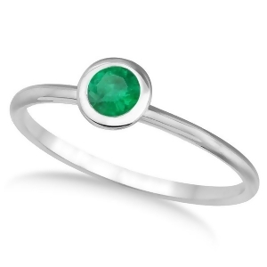 Emerald Bezel-Set Solitaire Ring in 14k White Gold 0.65ct - All