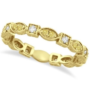 Yellow and White Diamond Eternity Antique Ring 14k Yellow Gold 0.50ct - All