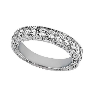 Antique Style Pave Set Wedding Ring Band 18k White Gold 1.00ct - All