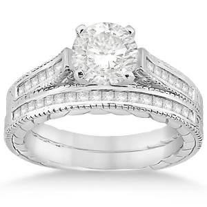 Princess Cut Channel Diamond Bridal Set in Palladium 0.38ct - All