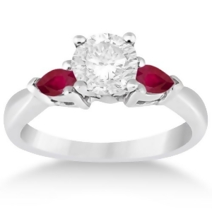 Pear Cut Three Stone Ruby Engagement Ring 18k White Gold 0.50ct - All