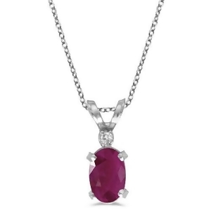 Ruby and Diamond Solitaire Filagree Pendant 14K White Gold 0.60ct - All