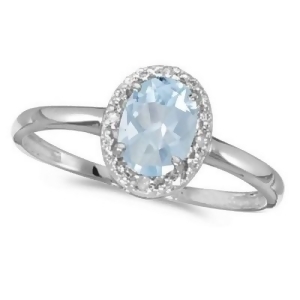 Aquamarine and Diamond Cocktail Ring in 14K White Gold 0.70ct - All