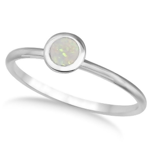 Opal Bezel-Set Solitaire Ring in 14k White Gold 0.65ct - All