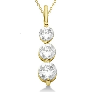 Three-stone Graduated Diamond Pendant Necklace 14k Yellow Gold 0.75ct - All